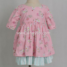 Boutique girls pink green cotton floral dress